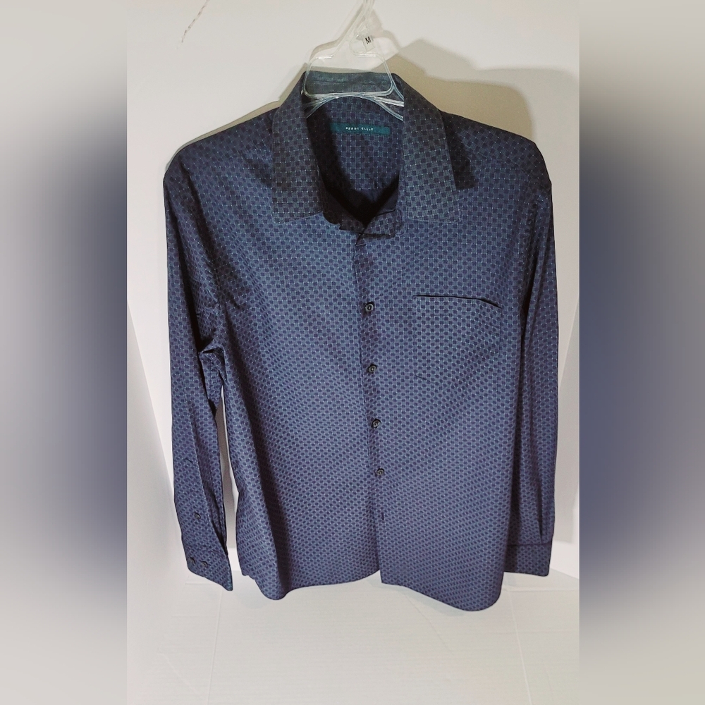 Perry Ellis Size Large, Men's Blue Patterned Shirt